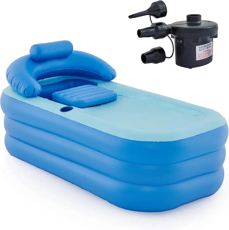 Freestanding Portable Inflatable Bathtub – Foldable Adult Spa Tub with Heavy-Duty PVC Construction & Built-in Pump 2