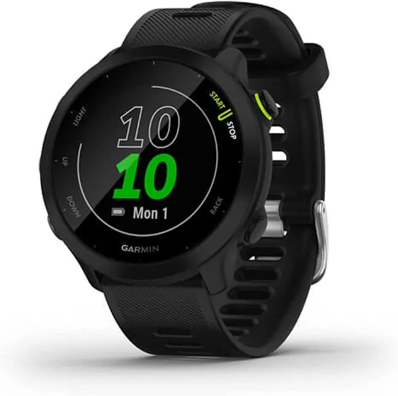 Garmin Forerunner 55 GPS Running Watch – Advanced Metrics Including Heart Rate Monitoring, PacePro Training Plans, and Up to 2 Weeks of Battery Life
