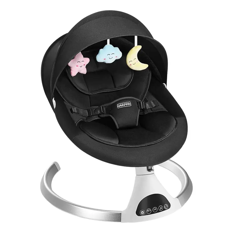 HARPPA Battery-Powered Baby Swing with 5 Adjustable Rocking Speeds and Calming Features for Newborns and Young Children
