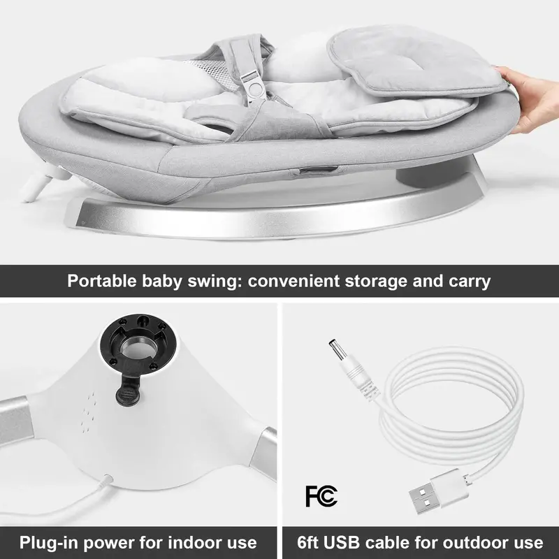 HARPPA Battery-Powered Baby Swing with 5 Adjustable Rocking Speeds and Calming Features for Newborns and Young Children