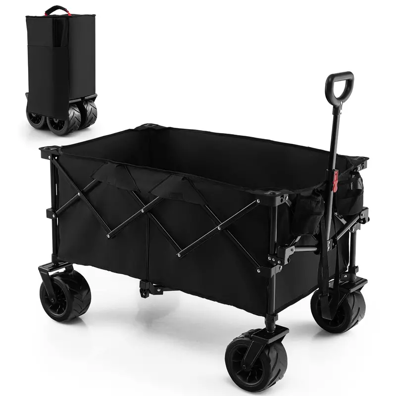Heavy-Duty Collapsible Utility Wagon with Telescoping Handle and All-Terrain Wheels