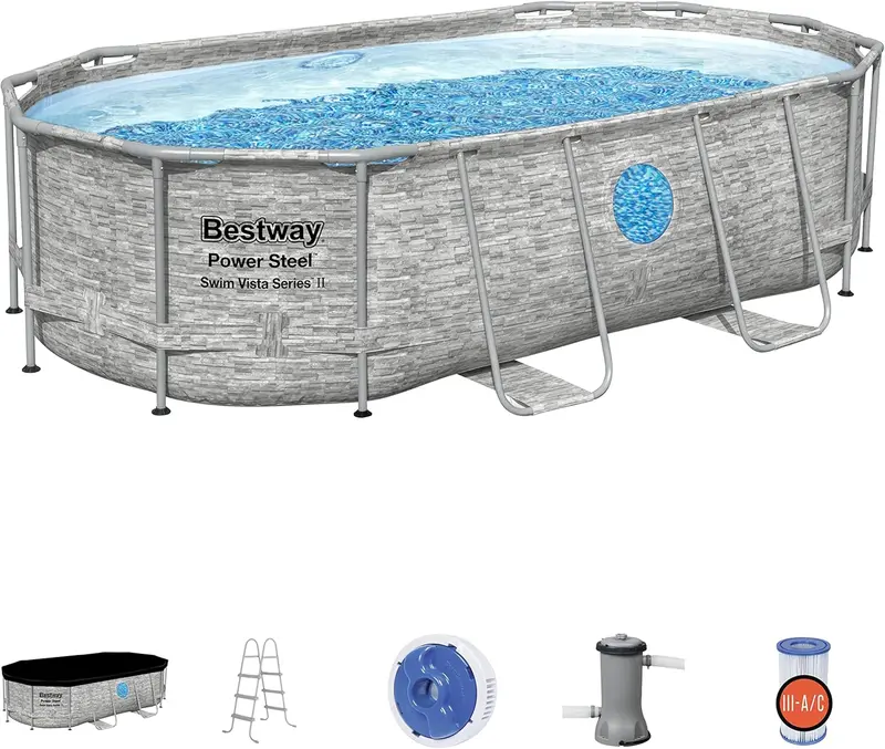 Horizon Series II Rectangular Above-Ground Pool – 14' x 8'2" x 39.5", Includes Filter Pump, Safety Ladder, and Cover 2