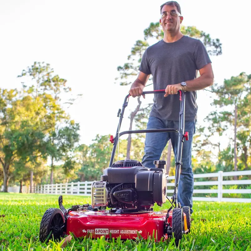 Hyper Tough 20-Inch Gas Push Lawn Mower with 125cc Briggs & Stratton Engine — Prime-and-Pull Start, Adjustable 5-Position Cutting Height