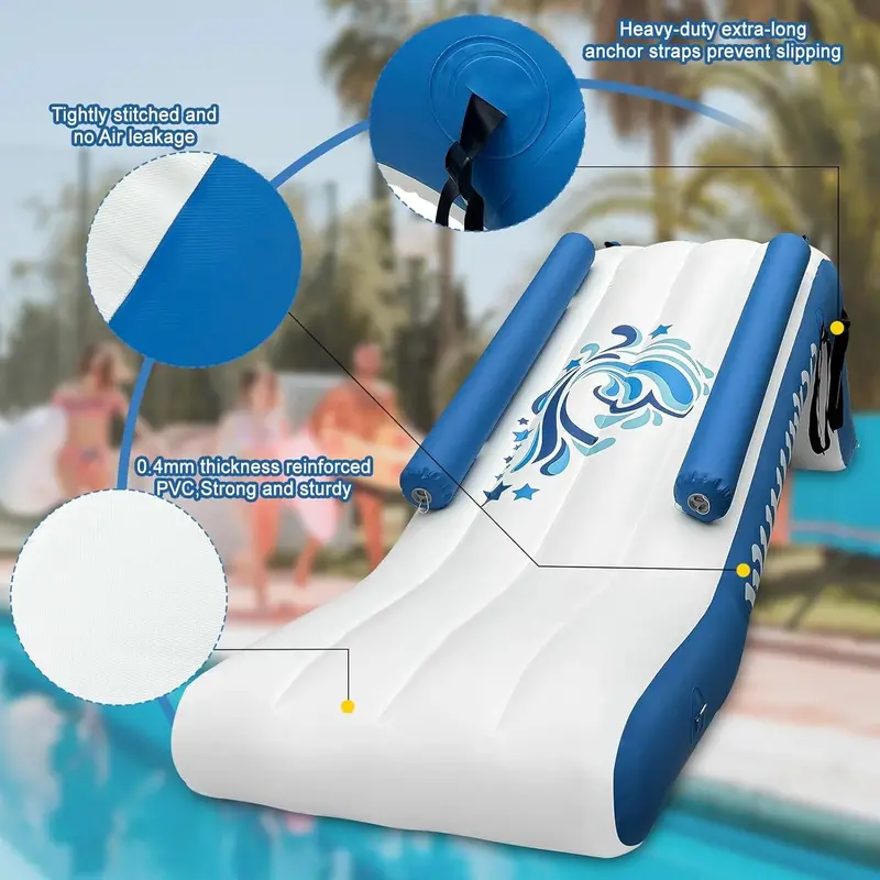 Inflatable Pontoon Boat Water Slide — Backyard or Poolside Play Feature for Kids, Includes High-Speed Electric Pump and Carry Bag