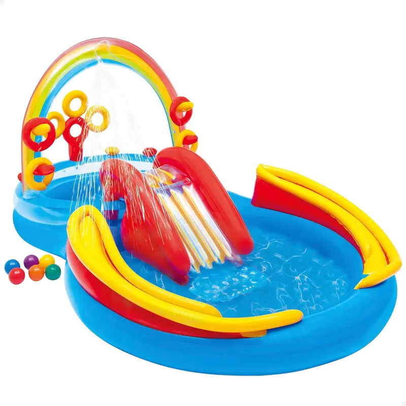 Intex Jungle Adventure Inflatable Water Play Center – Oversized Backyard Splash Pool with Slide & Spray Features (96" x 78" x 28")