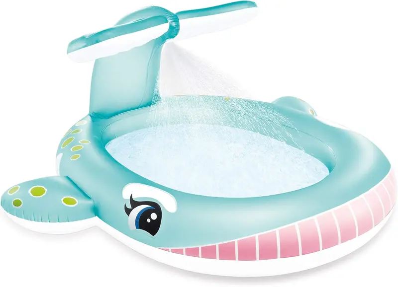 Intex Jungle Adventure Inflatable Water Play Center – Oversized Backyard Splash Pool with Slide & Spray Features (96" x 78" x 28")