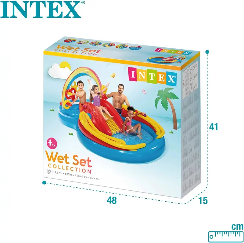Intex Jungle Adventure Inflatable Water Play Center – Oversized Backyard Splash Pool with Slide & Spray Features (96" x 78" x 28")