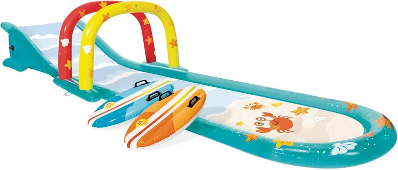 Intex Jungle Adventure Inflatable Water Play Center – Oversized Backyard Splash Pool with Slide & Spray Features (96" x 78" x 28")
