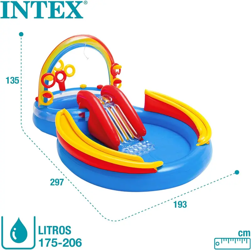 Intex Jungle Adventure Inflatable Water Play Center – Oversized Backyard Splash Pool with Slide & Spray Features (96" x 78" x 28")