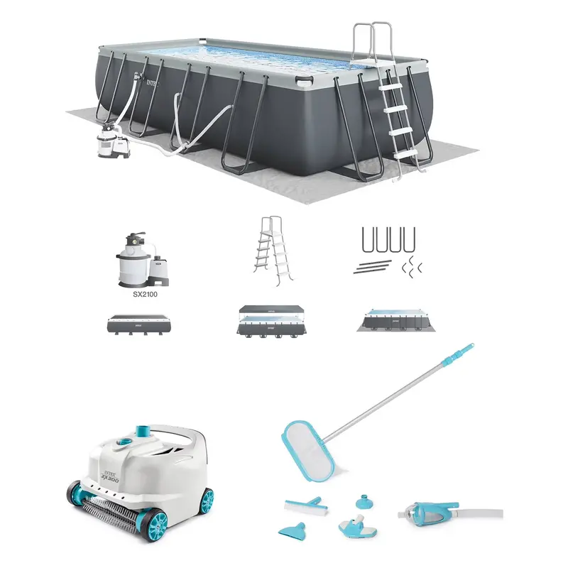 Intex Ultra XTR Above-Ground Pool Kit – 24 ft x 12 ft x 52 in with Dual Inflatable Floats & Cooler