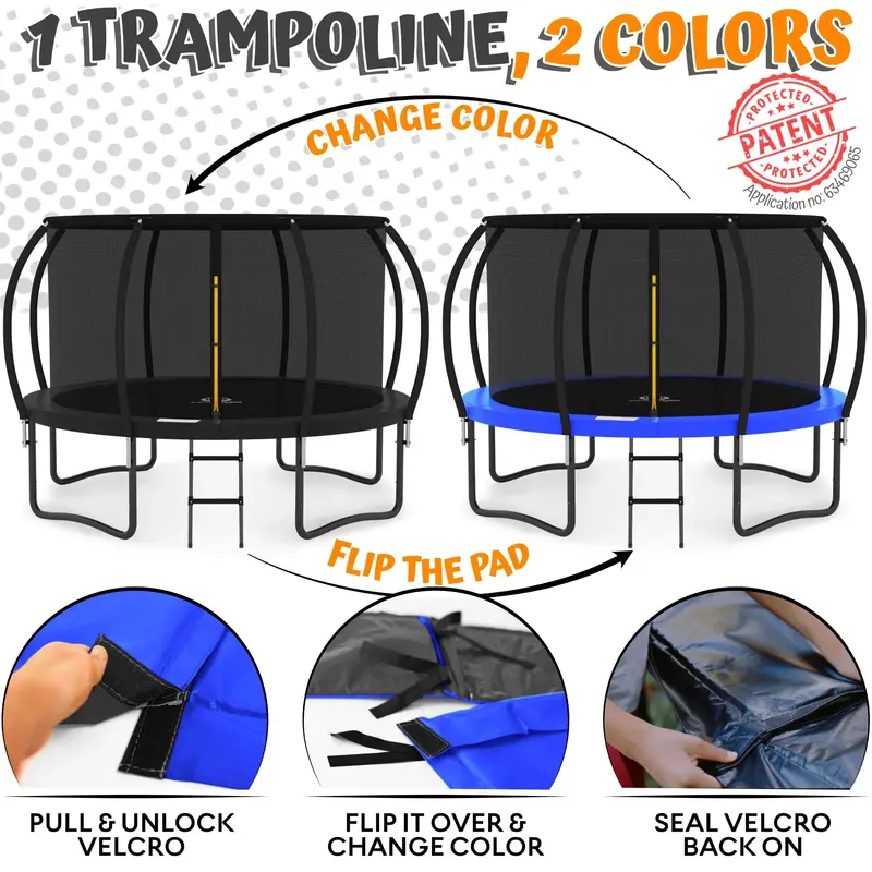 JUMPZYLLA 8-Foot Round Trampoline with Enclosed Safety Net – Family-Safe Outdoor Bouncing Solution