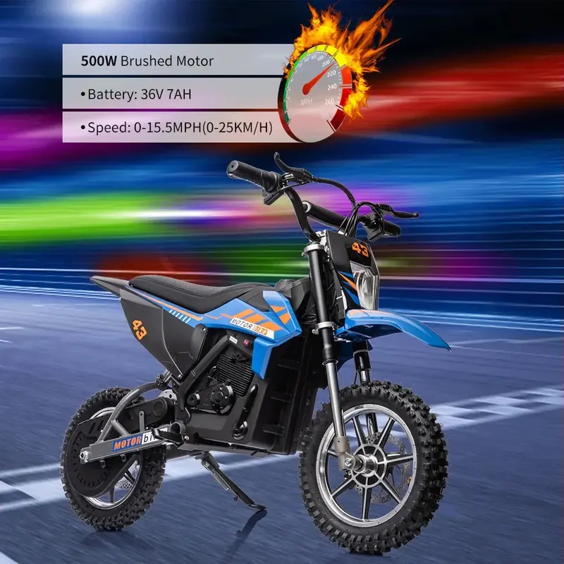 Kids’ Electric Dirt Bike – 36V Brushless 350W Motor, LED Headlight, Leather Seat, Recommended for Ages 8–16