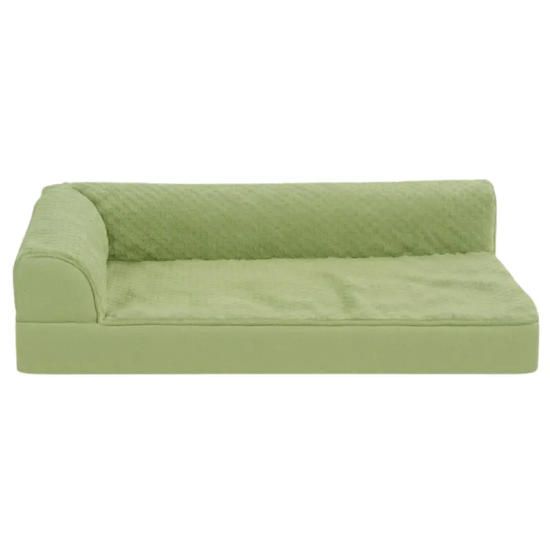 L-Shaped Memory Foam Dog Bed with Reinforced Bolsters and Removable Washable Cover