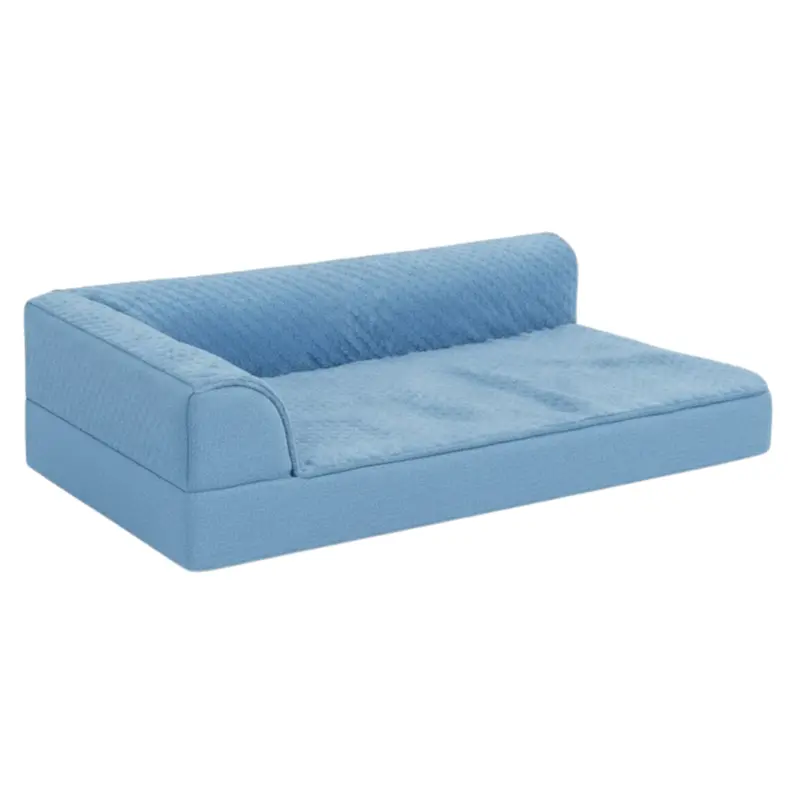 L-Shaped Memory Foam Dog Bed with Reinforced Bolsters and Removable Washable Cover