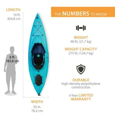 Lifetime Guster 100 Sit-In Kayak – Lightweight Polyethylene Two-Person Model (Set of 2)