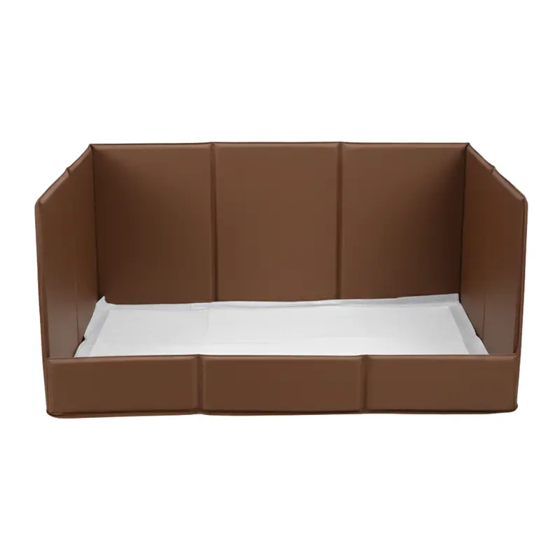 Low-Profile Disposable Pee Pad Tray with Foldable Frame and Leak-Proof Raised Edges