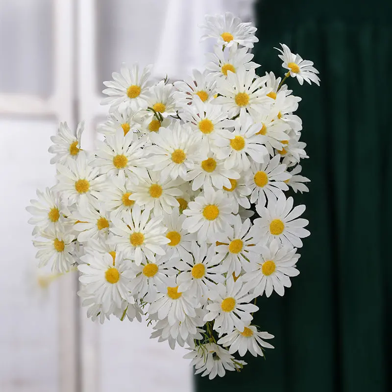 New York Aster Silk Stem Bundle – Five-Head Branch for Seasonal Tabletop and Wall Displays