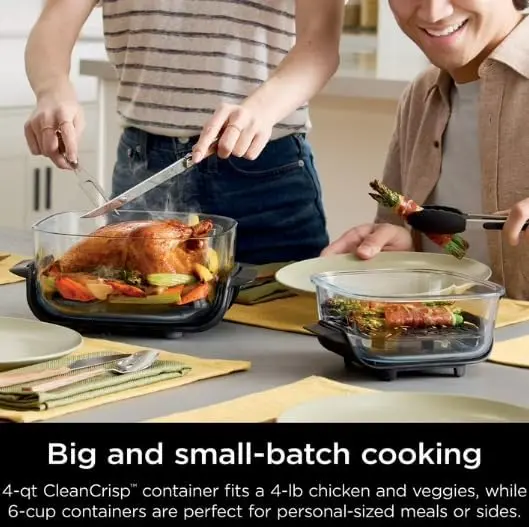 Ninja Crispi 5-in-1 Portable Glass Air Fryer with Dual Batch Containers