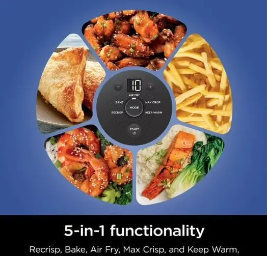 Ninja Crispi 5-in-1 Portable Glass Air Fryer with Dual Batch Containers