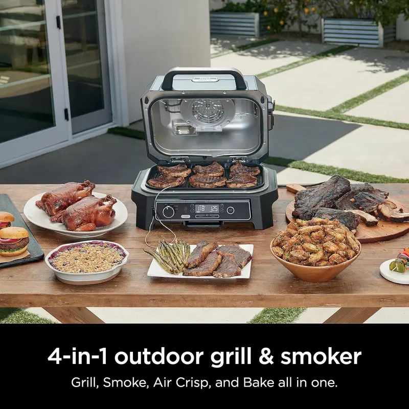 Ninja Woodfire Pro XL Outdoor Grill OG850 – 4-in-1 Electric Grill, Smoker, Air Fryer & Baking Oven with Built-In Thermometer, Dark Grey Finish 2