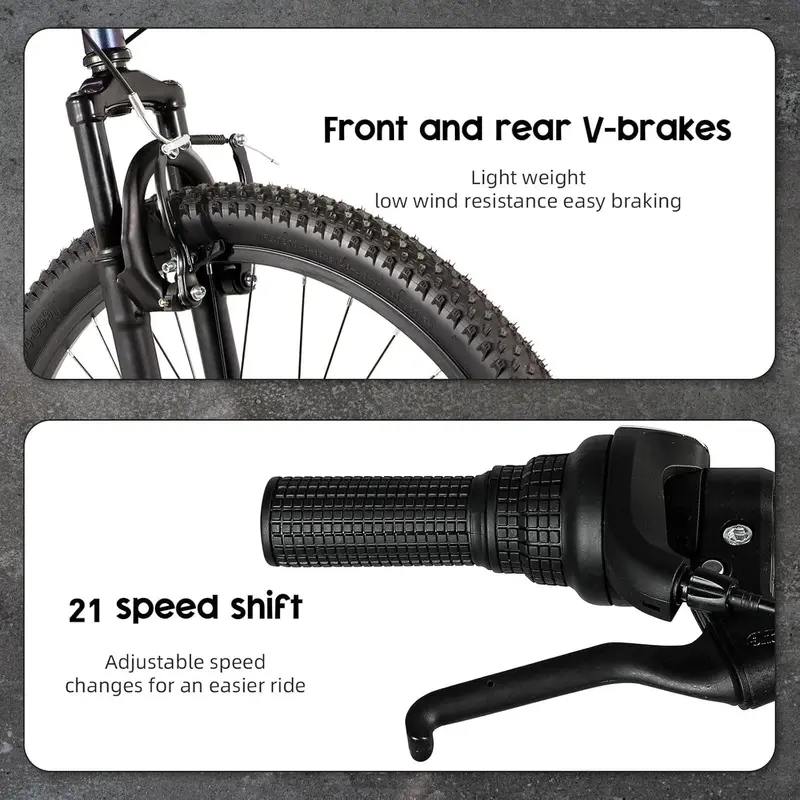 Outroad 26-Inch Mountain Bike – 21-Speed Hybrid with Dual Braking System and Tool-Free Assembly