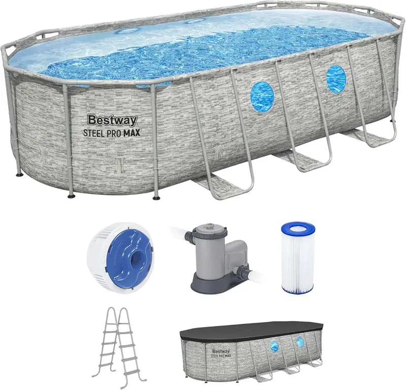 Power Steel Swim Vista II Above-Ground Pool – 14' x 8'2" x 39.5" Complete Swimming Set 2