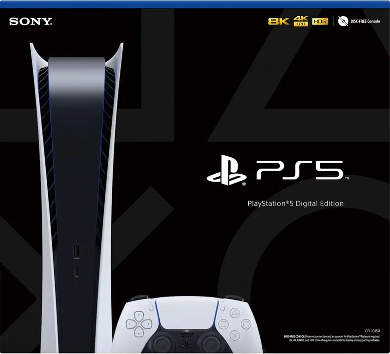 PS5 Digital Edition Bundle – Slim Console with DualSense Wireless Controller