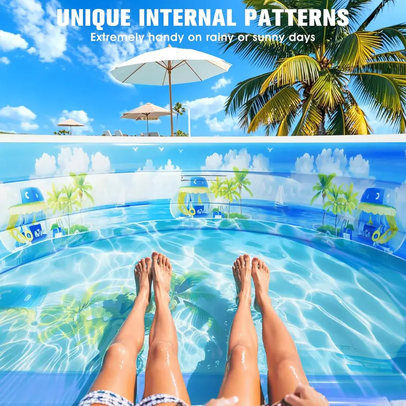 Round Canopy Lounge Pool with Ergonomic Bench – 92" Diameter Inflatable Swim Center for Families, Adults & Kids Alike