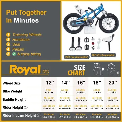 Royalbaby Freestyle Kids’ BMX Bike – Unisex Cruiser Bicycle for Boys and Girls