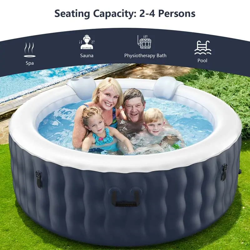 SaluSpa 4-Person Inflatable Hot Tub – 108 Jet Bubble System, Rapid-Inflation Pump & Carry Bag Included