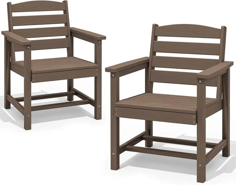 SERWALL Blue HDPE 7-Piece Outdoor Dining Set: Weatherproof Patio Table with Umbrella Hole + Six Stackable Chairs