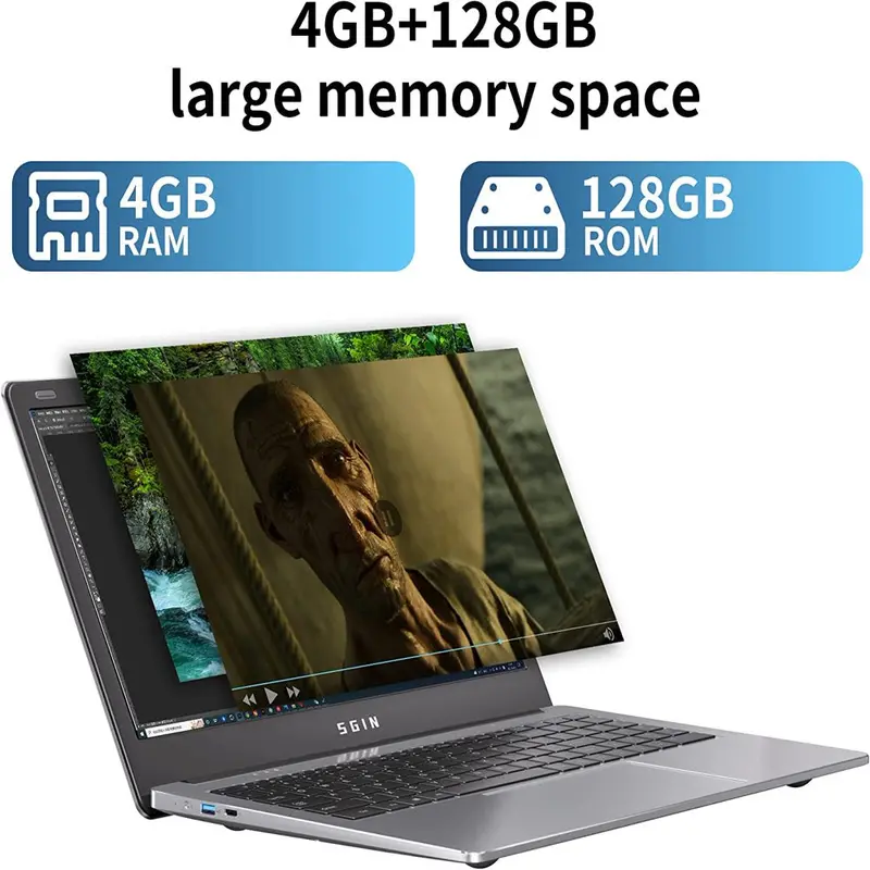 SGIN M15 Windows 11 Laptop – 15.6" Display, Intel Celeron Quad-Core, 4GB RAM + 128GB SSD 2