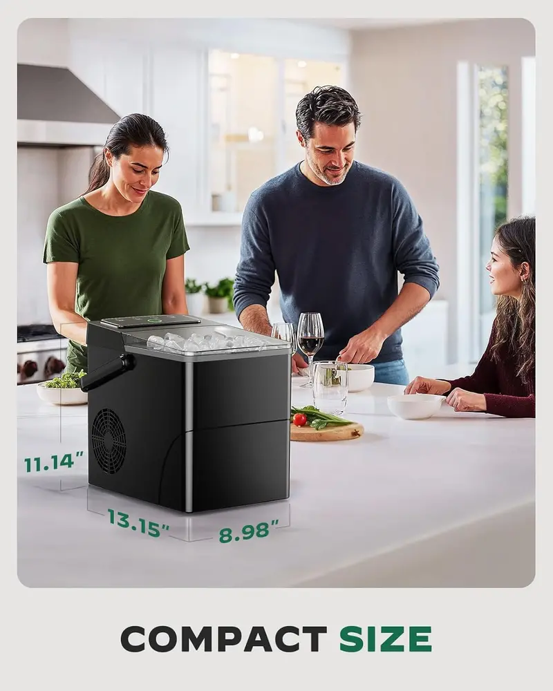 Silonn LED-Touch Countertop Ice Maker – Expanding 2.5L Basket, 9 Cubes in 6 Minutes, Dual Bullet Ice Sizes, Self-Cleaning Function