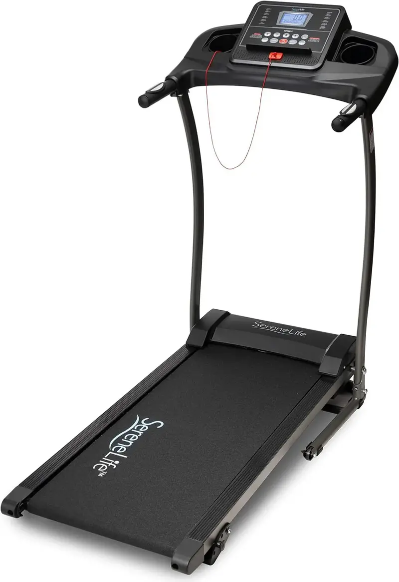 Space-Saving Foldable Treadmill – Compact Cardio Machine with LCD Screen, Incline Control, Preset Programs, and Bluetooth Connectivity