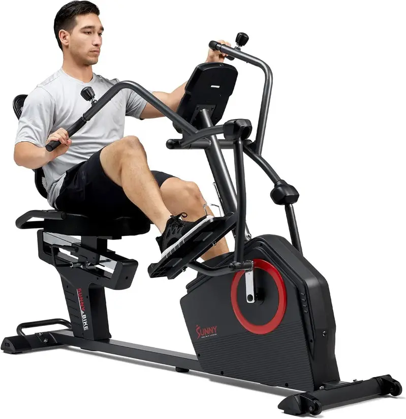 Sunny Health & Fitness SF-RBE4886SMART Recumbent Elliptical – Electromagnetic Resistance, Dual-Arm Training, Bluetooth + SunnyFit App Integration