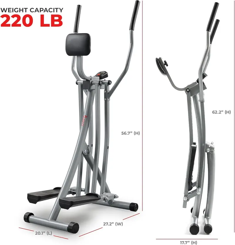 Sunny Health Smart Air Walker Elliptical – Low-Impact Glider with 30-Inch Stride, Bluetooth Connectivity & SunnyFit App Integration