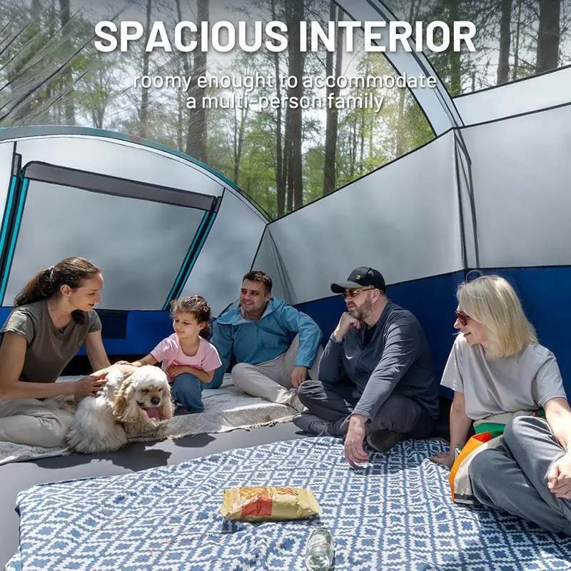 TIMBER RIDGE 8-Person Tunnel Tent with Screen Room – Weather-Resistant Design, Integrated Rainfly & Carry Bag for Group Outdoor Activities