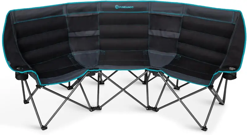 Triple-Occupancy Folding Camping Chair — Reinforced 1000 lb Capacity Chair with Built-in Cooler Compartment 2