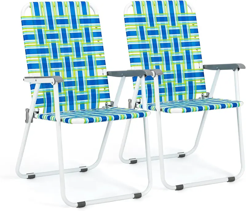 VINGLI Dual Webbed Lawn Chairs – Lightweight, Portable Outdoor & Beach Folding Seating