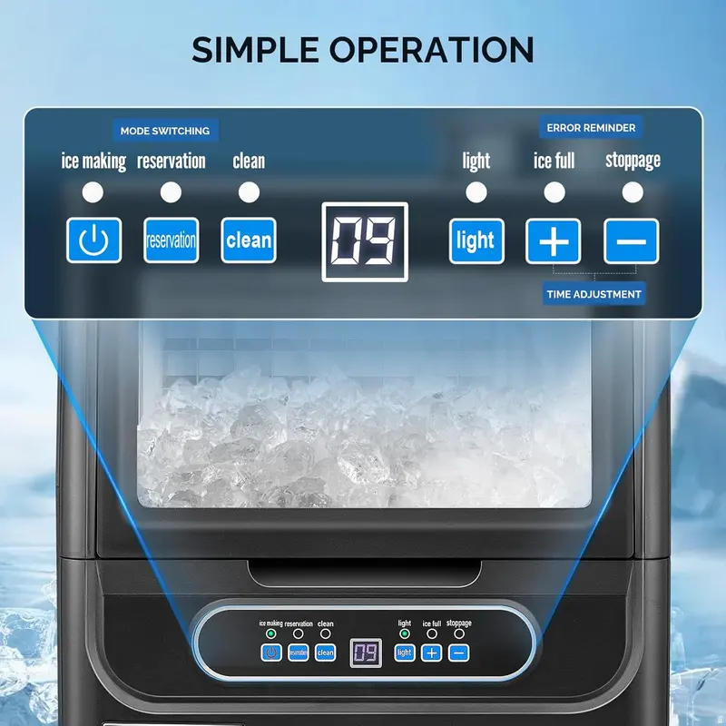 VINGLI Professional Undercounter Ice Machine – 90-Pound Daily Output, 11-Pound Capacity, Dual Inlet Design with Auto-Cleaning and Programmable Timer