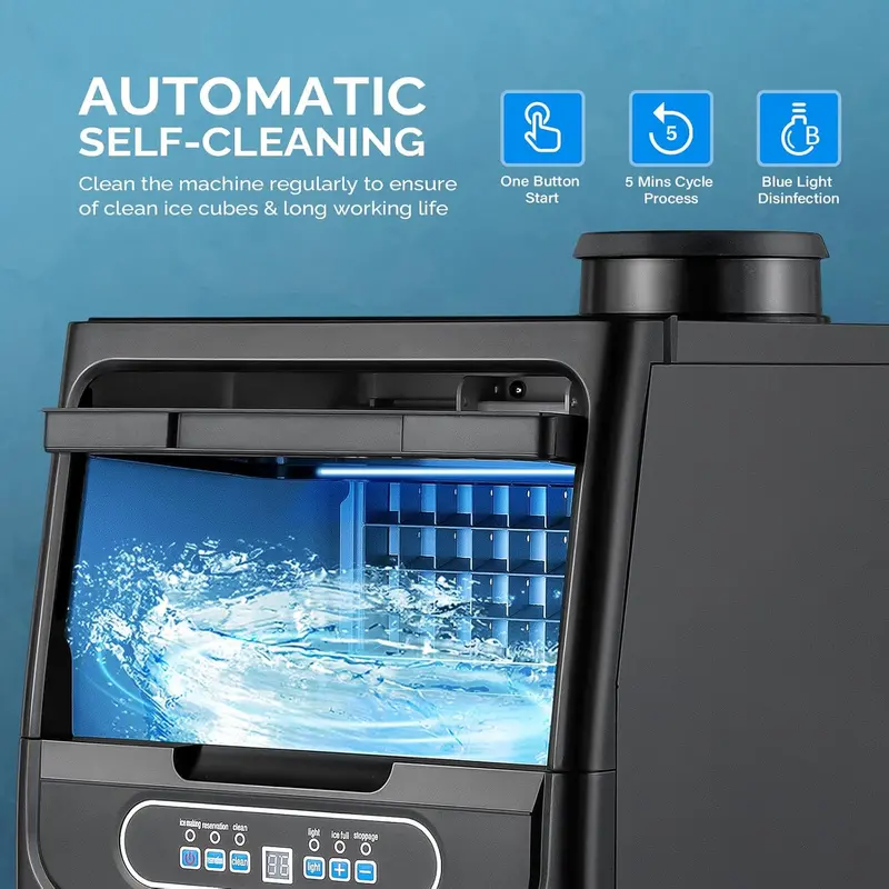 VINGLI Professional Undercounter Ice Machine – 90-Pound Daily Output, 11-Pound Capacity, Dual Inlet Design with Auto-Cleaning and Programmable Timer