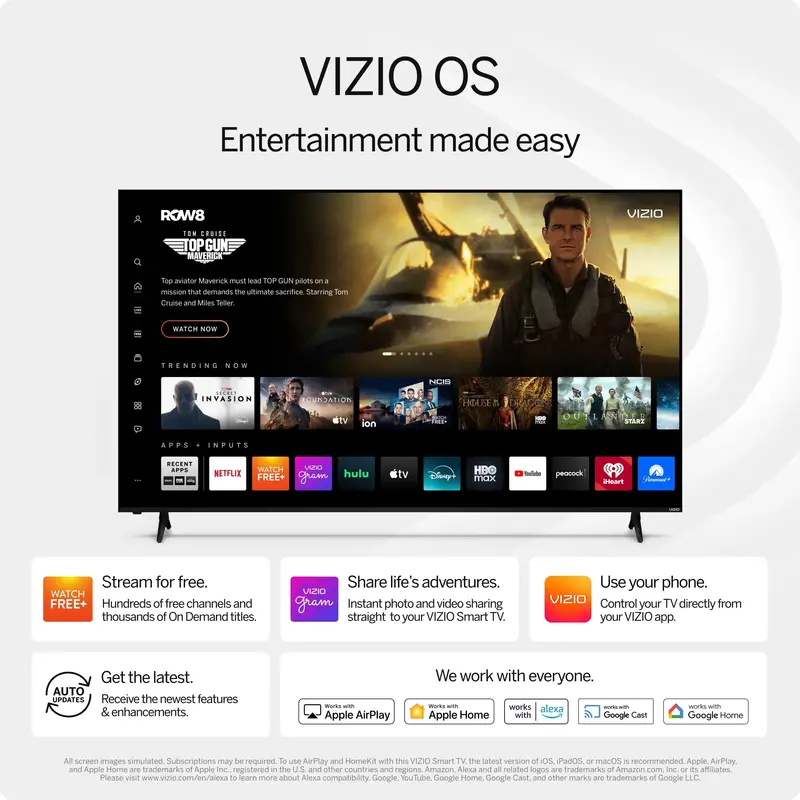 VIZIO V4K50M-08 50-Inch Class 4K LED Smart TV – HDR-Compatible with Built-in Streaming