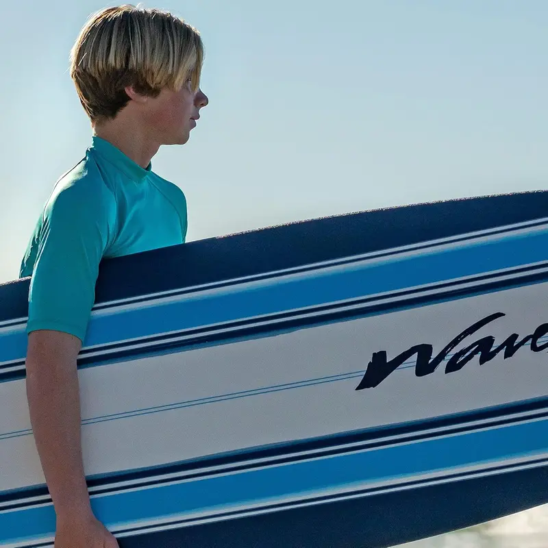 Wavestorm 7ft Soft Top Foam Surfboard: Beginner-Friendly Complete Package with Leash, Removable Fins, and Durable Heat-Laminated Build