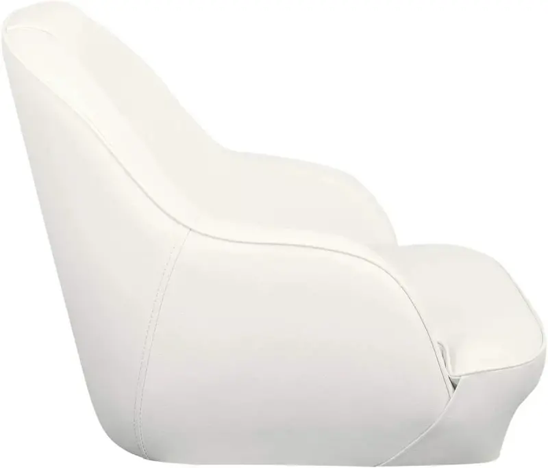 White-and-Blue Molded Plastic Pontoon Boat Seat – Durable Bucket-Style Marine Seating