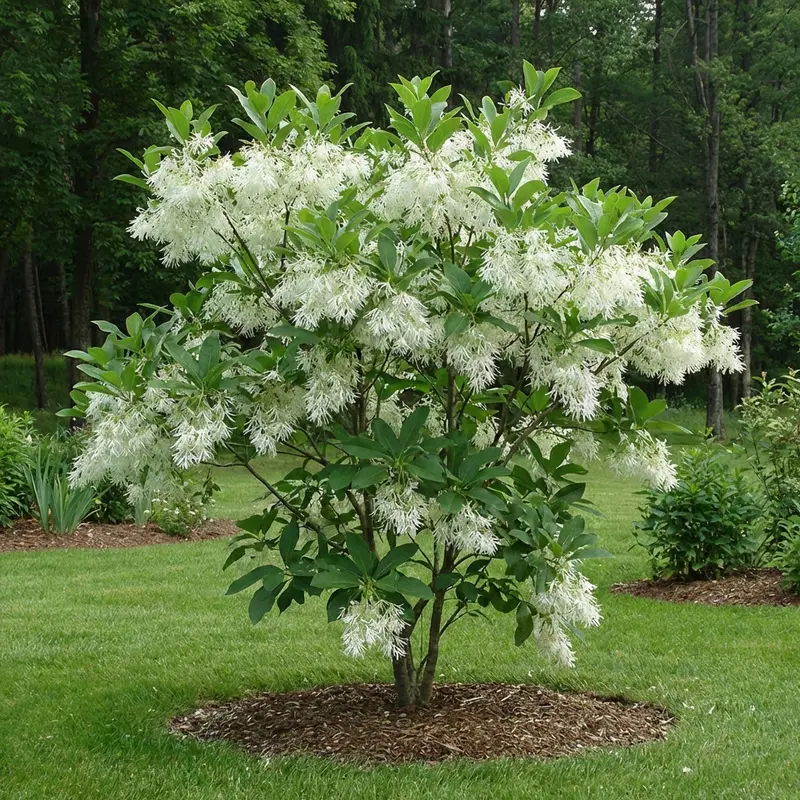 White Fringe Tree (Chionanthus virginicus) – Native Small Tree with Delicate, Lacy White Spring Inflorescences